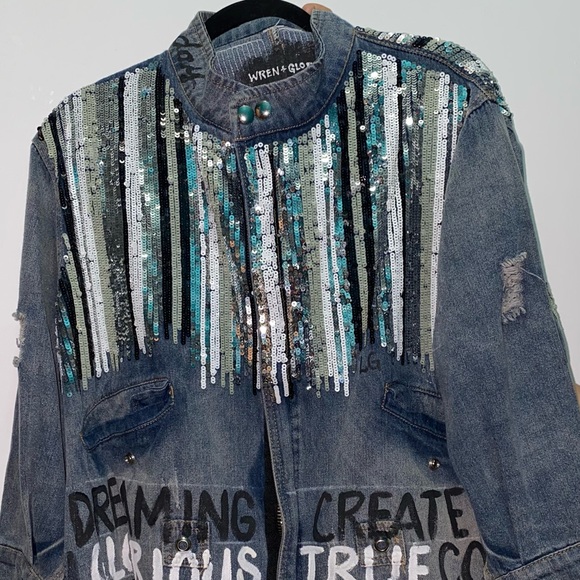 Wren + Glory ‘Positive Vibes’ Denim Jacket. - Picture 3 of 4